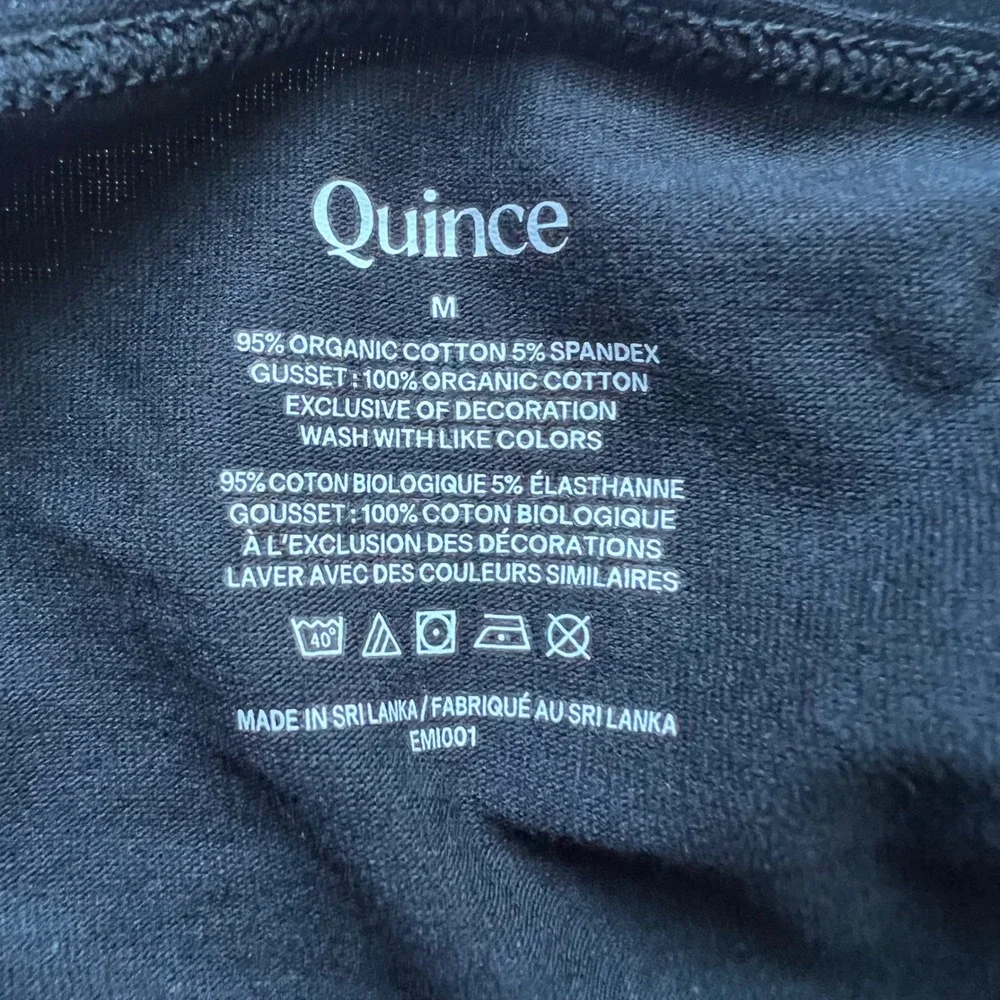 Quince Organic Cotton Bikini Underwear Black Mid Rise Panty EMI001 Womens Size M
